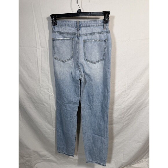 Shein Size 4 Light Wash Distressed Wide Leg Jeans 90s Mom Denim‎ - Picture 5 of 5
